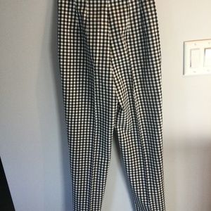 Zara high-waisted black and white checked trousers